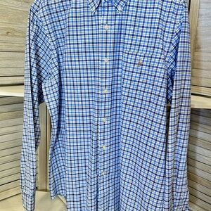 Ralph Lauren Mens XL Long Sleeve Button Down Blue Plaid Shirt Luxury Oxford